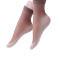 China supplier custom cotton bottom transparent ladies woman sheer nylon silk socks